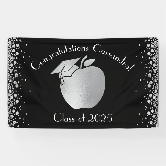 Lehrerin Bildung Abschluss Black Silver Banner (Horizontal)