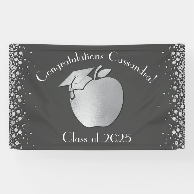 Lehrerin Bildung Abschluss Grau Silver Banner (Horizontal)