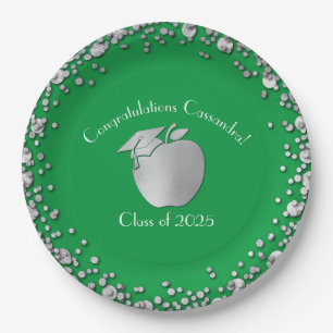 Lehrerin Bildung Abschluss Green Silver Pappteller