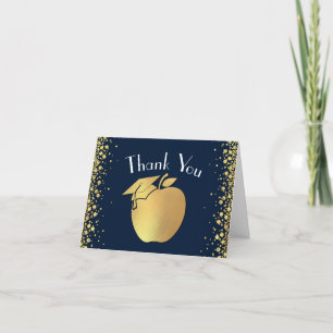 Lehrerin Bildung Abschluss Navy Blue Gold Dankeskarte