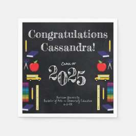 Lehrerin Bildung Chalkboard Abschluss Serviette