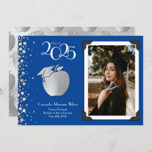 Lehrerin Bildung Silver Abschluss Blue Einladung