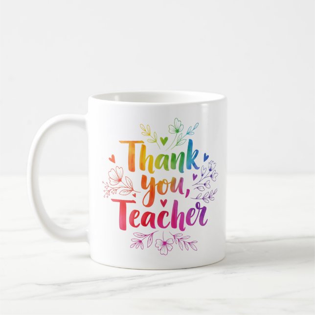 Lehrerin Bright farbenfroh "Danke" Tasse Geschenk (Links)
