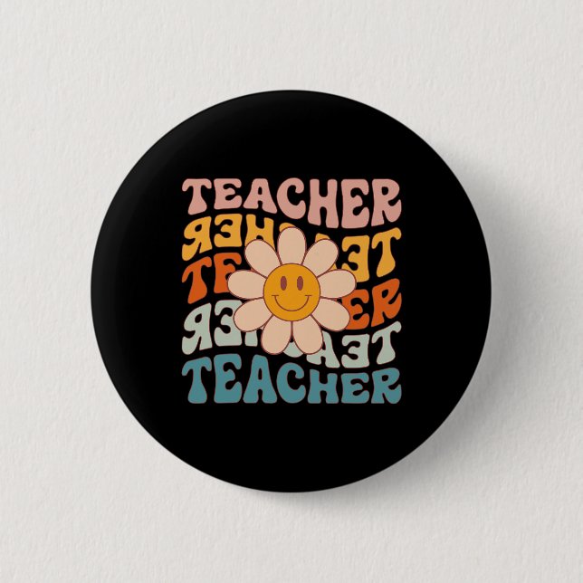 Lehrerin Daisy Colorful - Grundschullehrerin Button (Vorderseite)