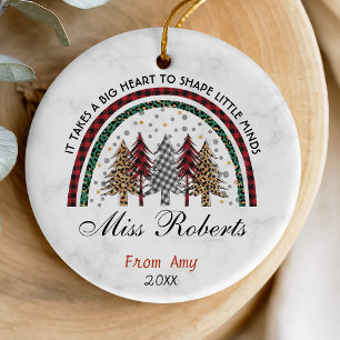 Lehrerin danke dir Weihnachten Regenbogenbäume Keramik Ornament