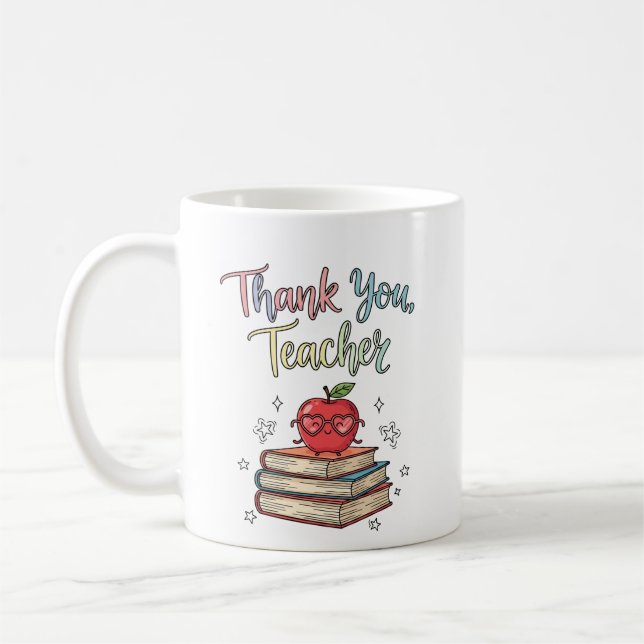 Lehrerin danke Ihnen Bücher & Apple Tasse (Links)
