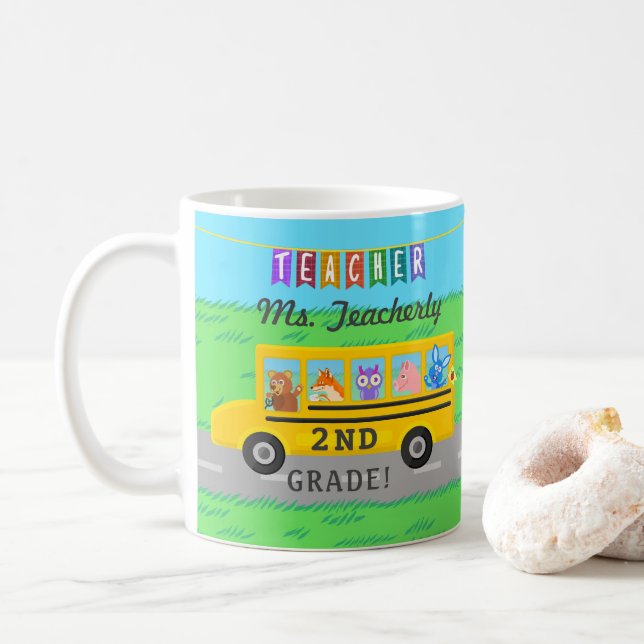 Lehrerin danke Ihnen Individuelle Name | Niedliche Kaffeetasse (Mit Donut)