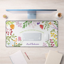 Lehrerin danke Ihnen Moderne Personalisierte Blume Schreibtischunterlage