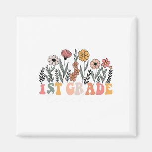 Lehrerin der 1. Klasse Wildblume Floral Zurück zur Magnet