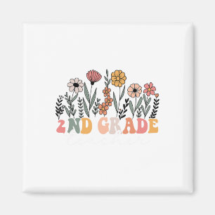 Lehrerin der 2. Klasse Wildblumen-Blumenmuster Zur Magnet