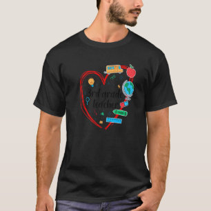 Lehrerin der 3. Klasse Herz Bunte Schulartikel Rüc T-Shirt