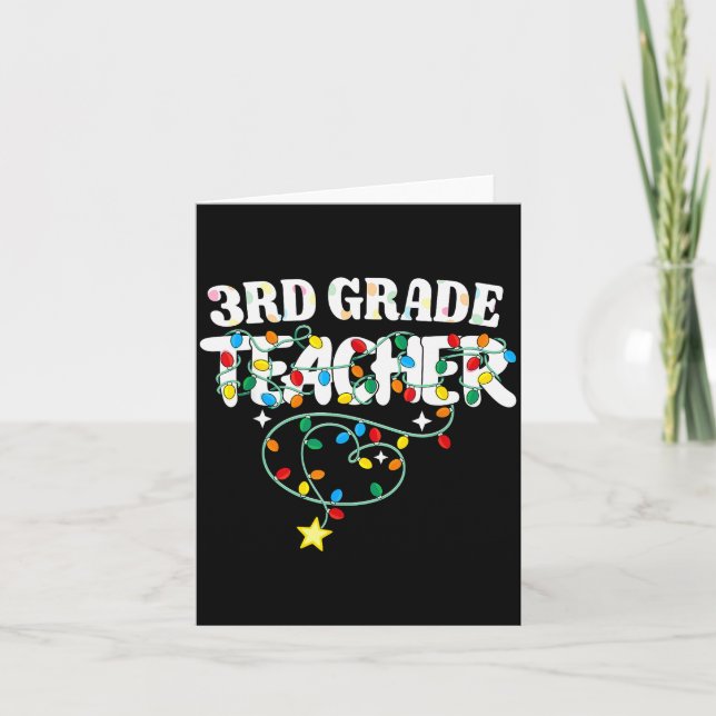 Lehrerin der 3. Klasse Weihnachtslichter Dritte Kl Karte (Vorderseite)