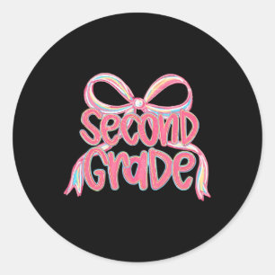Lehrerin der zweiten Klasse Girly Pink Coquette Bo Runder Aufkleber