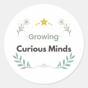 Lehrerin Floral Growing Curious Minds Runder Aufkleber