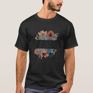Lehrerin für Vorschule für Frauen Retro-Blumen- T-Shirt