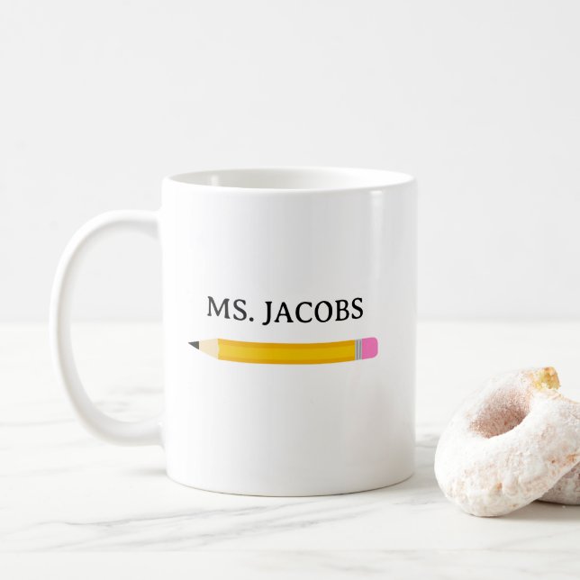 Lehrerin Gift Pencil School Kaffeetasse (Mit Donut)