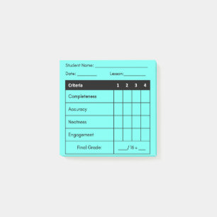 Lehrerin Grading Rubric für Unterricht in Blue Post-it Klebezettel