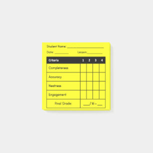 Lehrerin Graduierung für Unterrichtsarbeit in Gelb Post-it Klebezettel