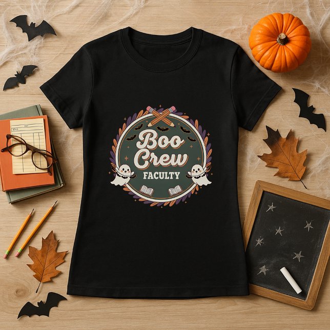 Lehrerin Halloween Boo Crew Fakultät Ghost T-Shirt (Von Creator hochgeladen)