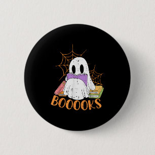 Lehrerin Halloween Shirt Ghost Lehrer Buchbiblioth Button