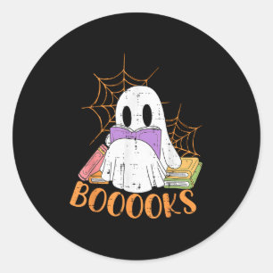 Lehrerin Halloween Shirt Ghost Lehrer Buchbiblioth Runder Aufkleber