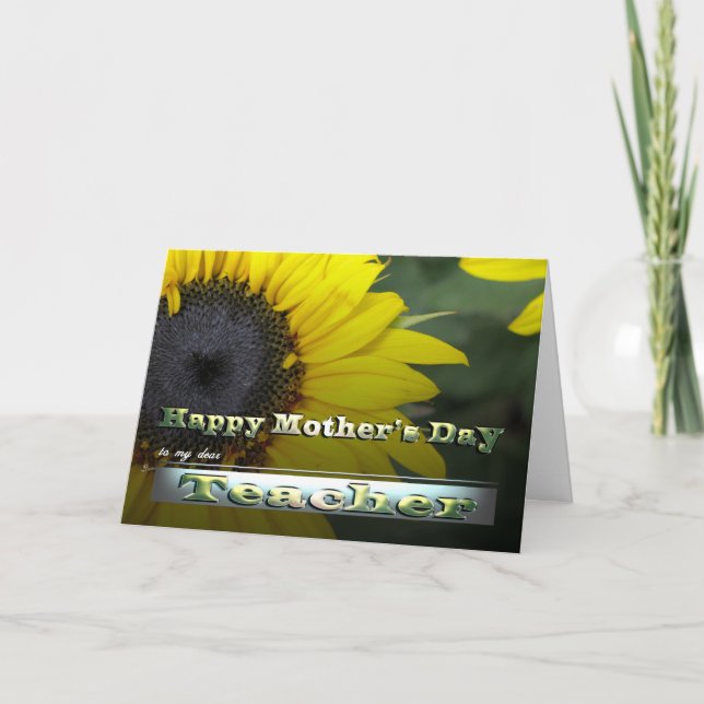 Lehrerin Happy Mutter Tag Sonnenblume Karte (Vorderseite)