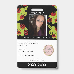 Lehrerin Homeschooling Schule Mama ID Lady Bugs Ausweis