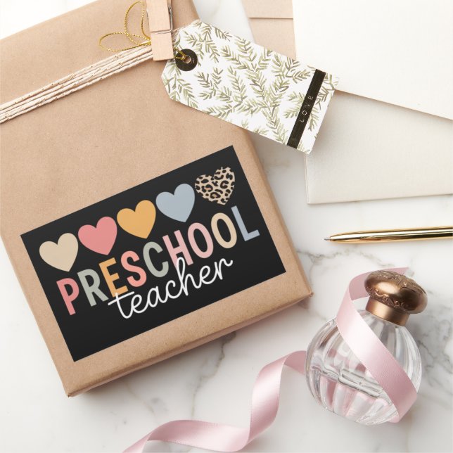Lehrerin in der Vorschule zurück zur Schule Rechteckiger Aufkleber (Schenken)