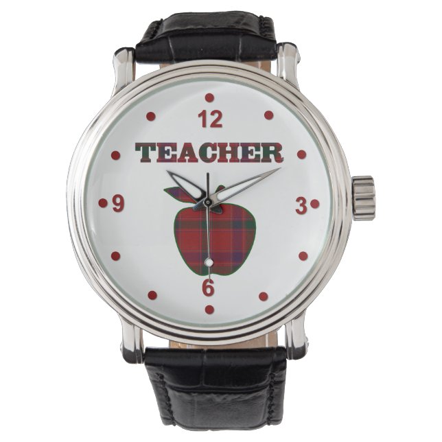 Lehrerin Karierte Apple Watch Armbanduhr (Vorderseite)