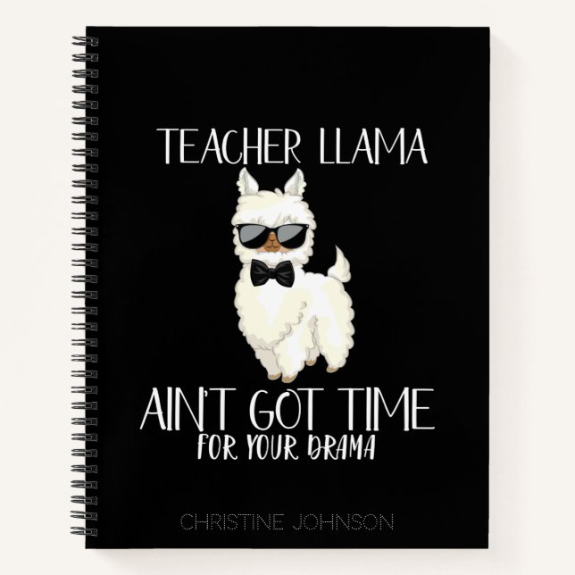 Lehrerin Llama - Zeit für Drama Funny Educator Notizbuch (Vorderseite)