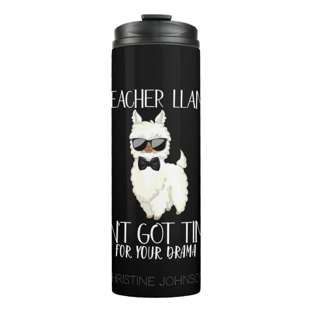 Lehrerin Llama - Zeit für Drama Funny Educator Thermosbecher (Vorderseite)