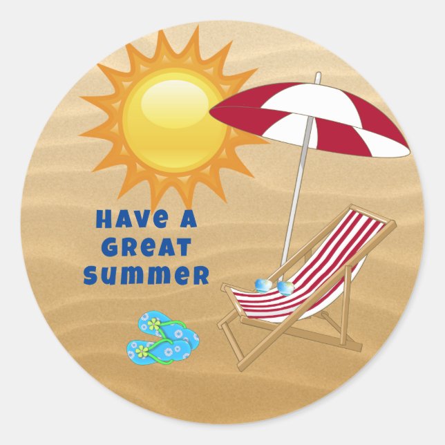 Lehrerin/Mama Sand Summer Sun Beach Chair Schirm Runder Aufkleber (Vorderseite)