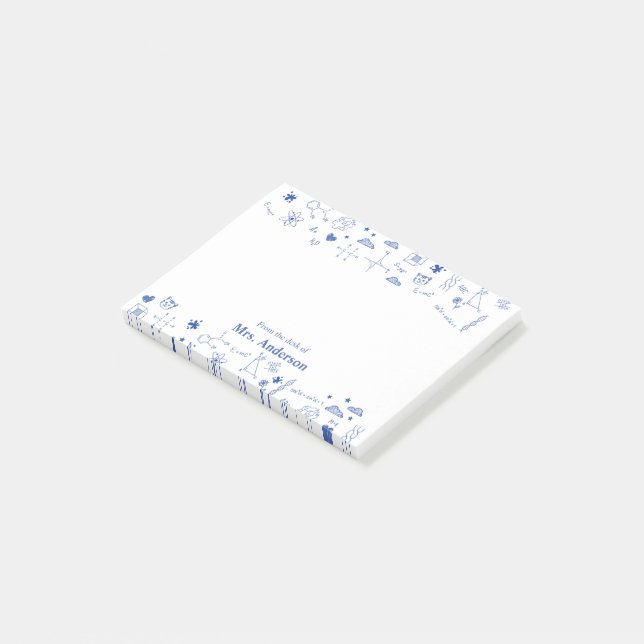 Lehrerin Mathematik und Wissenschaftsschule Post-it Klebezettel (angewinkelt)