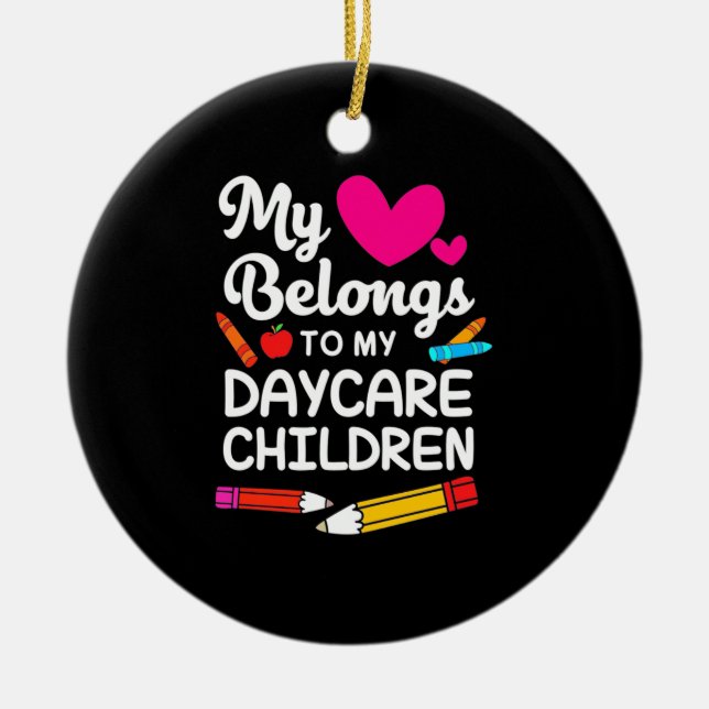 Lehrerin mein Herz gehört Kindern Keramik Ornament (Vorne)