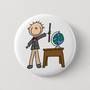 Lehrerin mit Globe Button