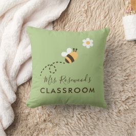 Lehrerin Name Klasse Bee Dusty Green Kissen