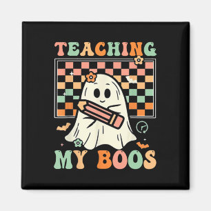 Lehrerin Niedlich Ghost Groovy Lehrer Halloween Le Magnet