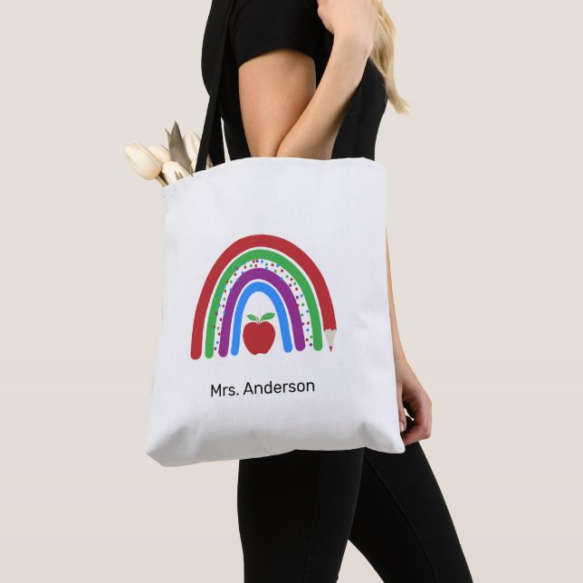 Lehrerin Niedliche Regenbogenfarben Tasche (Von Nahem)
