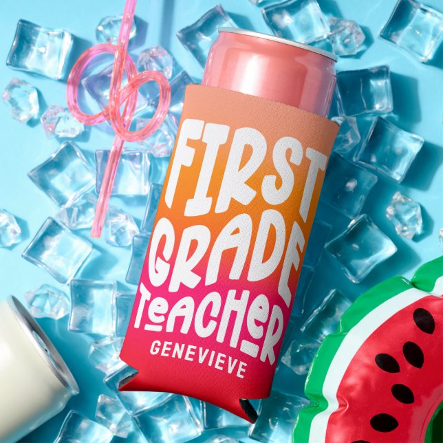 Lehrerin Orange Red Gradient Selters Dosenkühler (In Situ Sommer)