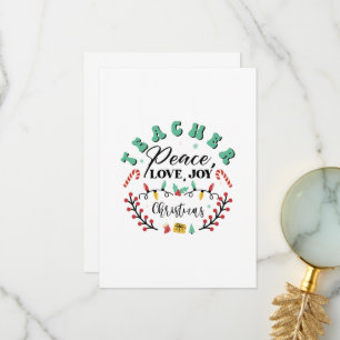 Lehrerin Peace Liebe Freuen Weihnachten Dankeskarte