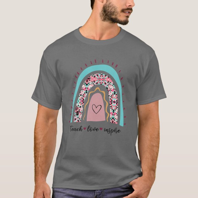 Lehrerin Rainbow-Lehrer-Liebe Inspirierte zurück z T-Shirt (Vorderseite)