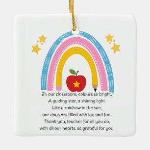 Lehrerin Regenbogen Gedicht Keramik Weihnachtsbaum Keramikornament