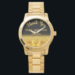 Lehrerin Rente schwarzer Goldbug Armbanduhr<br><div class="desc">Elegant, klassisch, glamourös und feminin. Ein Geschenk für einen pensionierten Lehrer. Ein Imitat goldfarbenen Bogen und Band. Schwarzer Hintergrund. Mit dem Text: Vielen Dank, Vorlagen für einen Namen und Beruf, Beruf.</div>