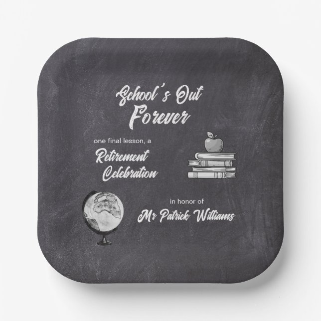 Lehrerin Rentenkasse Blackboard Nostalgie Pappteller (Vorderseite)