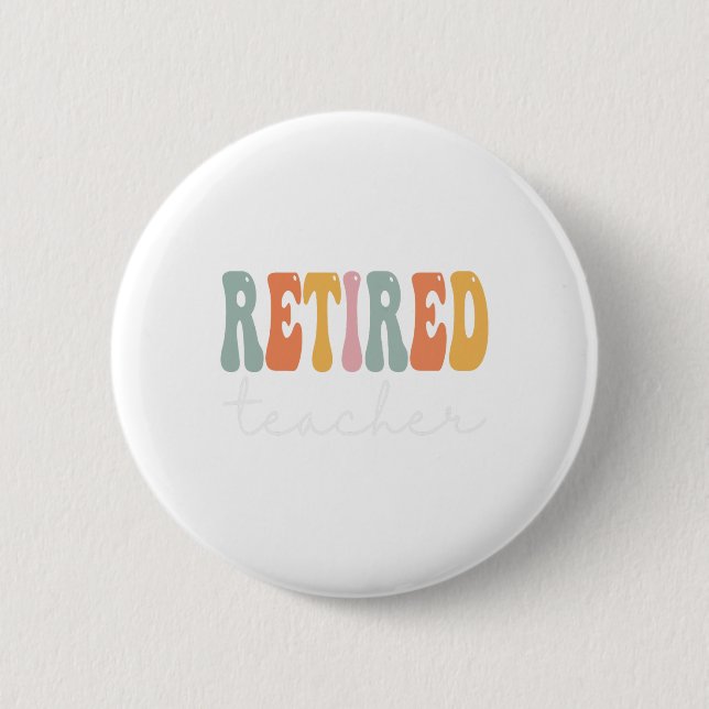 Lehrerin Retro Groovy Frauen glücklich ersten Tag  Button (Vorderseite)