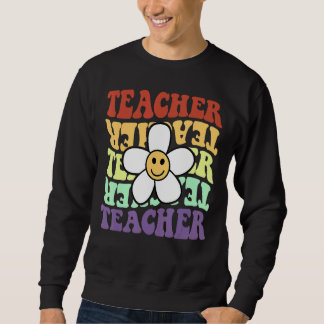 Lehrerin Retro Sonnenblumen lächeln Gesicht zurück Sweatshirt
