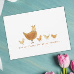 Lehrerin schätzt Hen und Chicks Funny Karte<br><div class="desc">Lehrer's Appreciation Hen and Chicks Funny Card - Zeigen Sie Ihrem Lehrer, wie viel Sie schätzen alle ihre harte Arbeit in diesem Jahr mit dieser niedlichen Henne and Chicks lustige Dankeschön-Karte! Anpassbarer Text lautet: "Ich bin so schüchtern, dass du mein Lehrer bist" auf der Vorderseite und "Ich habe deine Klasse...</div>