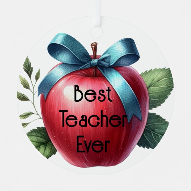 Lehrerin schätzt Personalisierte Äpfel und Bögen Ornament Aus Metall (Vorderseite)