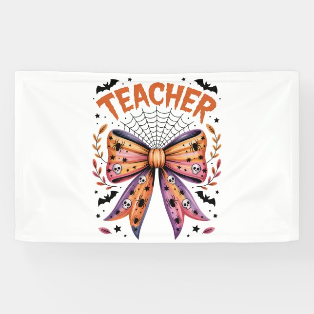 Lehrerin Spooky Halloween Banner (Horizontal)