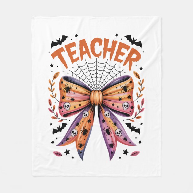 Lehrerin Spooky Halloween Fleecedecke (Vorderseite)